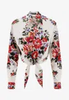 Dolce & Gabbana Cotton Shirt With A Bouquet Of Flowers Print Shirts White In Multi