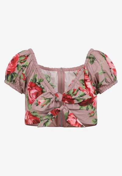 DOLCE & GABBANA FLORAL-PRINT CROPPED TOP