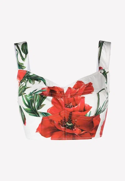 Dolce & Gabbana Floral-print Corset Top In Multicolore