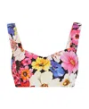 Dolce & Gabbana Floral-print Cotton-poplin Bra Top In Multicolor