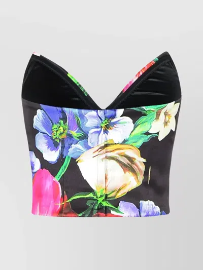 Dolce & Gabbana Floral Print Cropped Viscose Top In Multi
