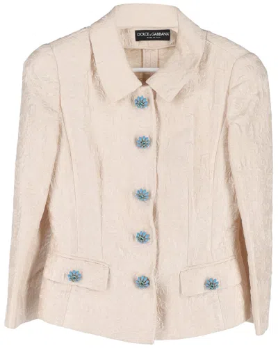 Pre-owned Dolce & Gabbana Floral Print Crystal Embellished Suit Jacket, Size It 38  (authentic Pre-loved)