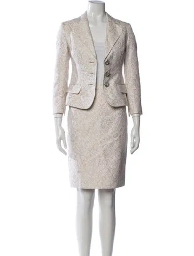 Pre-owned Dolce & Gabbana Floral Print Crystal Embellishments Skirt Set In Metallic/neutrals