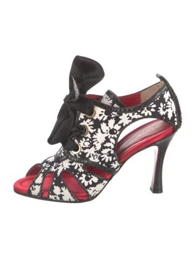 Pre-owned Dolce & Gabbana Floral Print Cutout Accent Mules In Multi