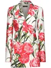 Dolce & Gabbana Multicolor Double-breasted Jacket With All-over Garofani Print In White