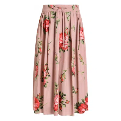 Dolce & Gabbana Floral Print Drawstring Skirt In Multi