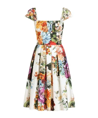 DOLCE & GABBANA DOLCE  GABBANA FLOWER BOUQUET-PRINTED POPLIN DRESS