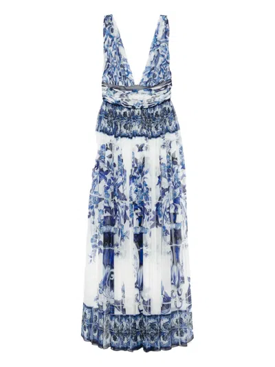 Dolce & Gabbana Floral-print Dress In Blue