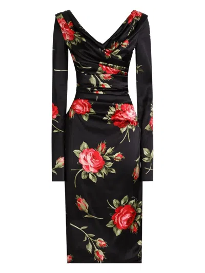Dolce & Gabbana Floral Print Dress In Black