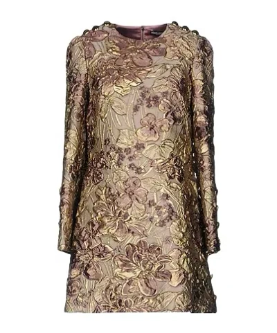 Dolce & Gabbana Floral Print Dress In Brown