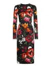Dolce & Gabbana Flower Print Satin Midi Dress In Multi