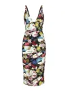 Dolce & Gabbana Ruched Floral-print Stretch-silk Charmeuse Midi Dress In Multicolour