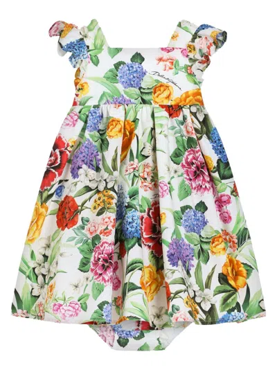 Dolce & Gabbana Babies' Floral-print Dress In White