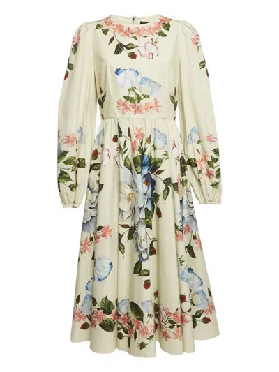 Pre-owned Dolce & Gabbana Floral-print Dress In White