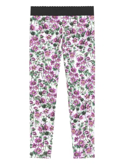 Dolce & Gabbana Kids' Floral-print Elastic-waist Leggings In Pink
