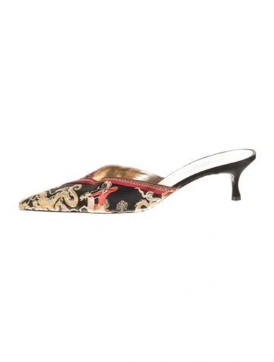 Pre-owned Dolce & Gabbana Floral Print Embroidered Accent Mules In Multi