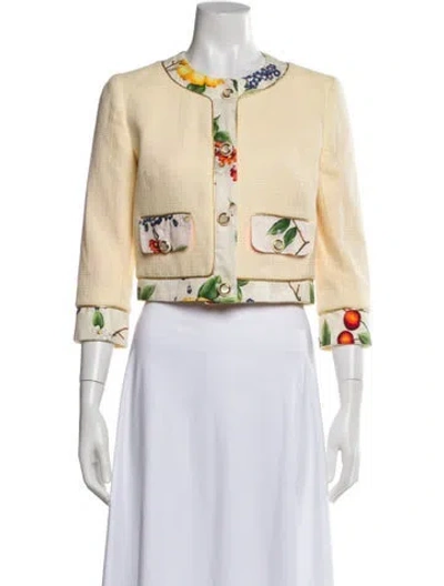 Pre-owned Dolce & Gabbana Floral Print Evening Jacket In Yellow