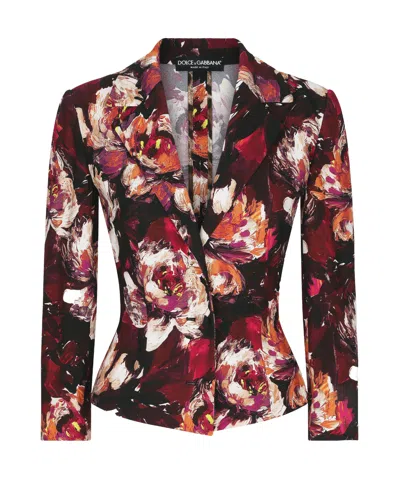 DOLCE & GABBANA DOLCE  GABBANA FLORAL PRINTED SLIM-FIT BLAZER