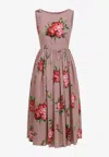 Dolce & Gabbana Abito Midi In Cotone Rosa Con Stampa Fiori Dolce E Gabbana In Pink