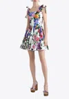 Dolce & Gabbana Floral-print Cotton-blend Poplin Mini Dress In Multicolor
