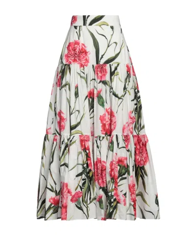 Dolce & Gabbana Floral Print Flared Skirt In White