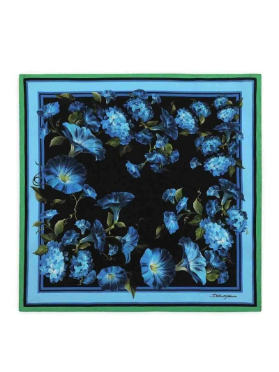 Dolce & Gabbana Floral Print Floulard In Light Blue