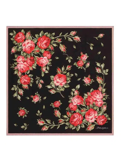 Dolce & Gabbana Floral Print Foulard In Black