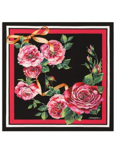 Dolce & Gabbana Floral-print Foulard In Black