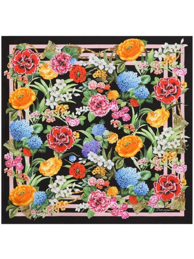 Dolce & Gabbana Floral-print Foulard In Black