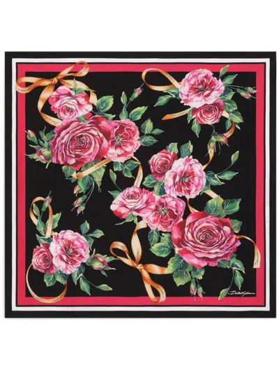Dolce & Gabbana Floral-print Foulard In Black