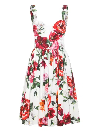 Dolce & Gabbana Multi-color Floral Raffia Midi Dress