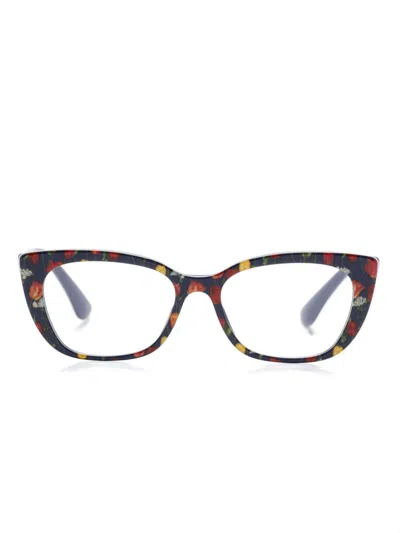 Dolce & Gabbana Kids' Floral-print Glasses In Blue