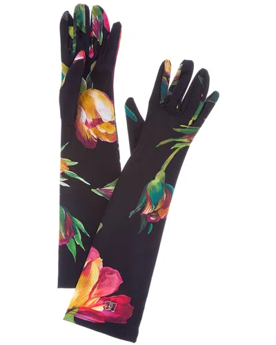 Dolce & Gabbana Floral Print Glove In Animal Print
