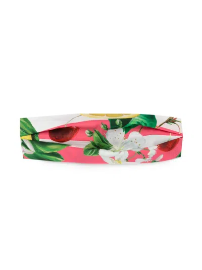 Dolce & Gabbana Kids' Floral-print Hair Band In Pink