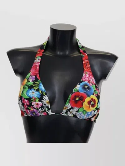 Dolce & Gabbana Floral Print Halter Neck Swimwear Bikini Top In Multi