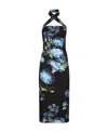 Dolce & Gabbana Neckholder-kleid Mit Blumen-print In Black