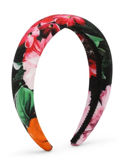 Dolce & Gabbana Kids' Floral-print Headband In Black