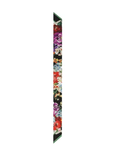 Dolce & Gabbana Floral-print Headscarf In Black