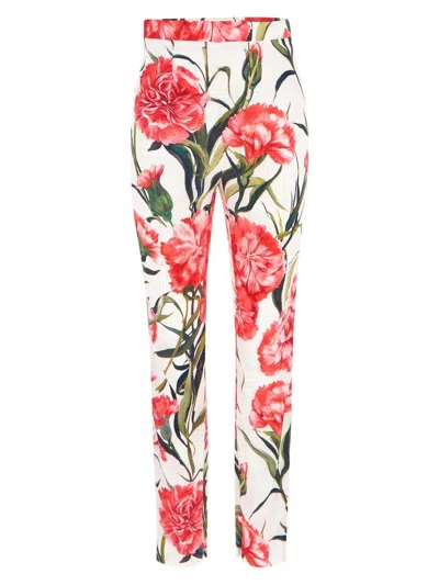 Dolce & Gabbana Carnations Trousers In White