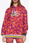 Dolce & Gabbana Floral Print Hooded Sweatshirt In Purple