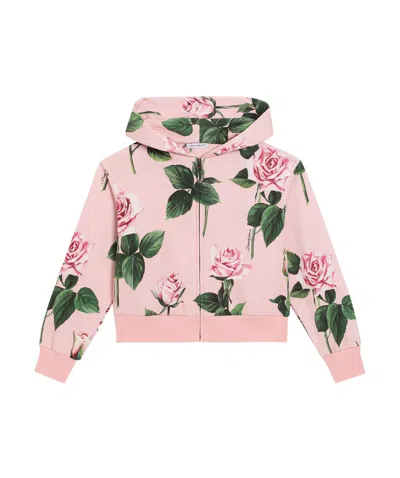 DOLCE & GABBANA DOLCE  GABBANA KIDS FLORAL PRINTED ZIPPED HOODIE