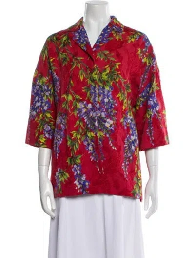 Pre-owned Dolce & Gabbana Floral Print Jacket In Red