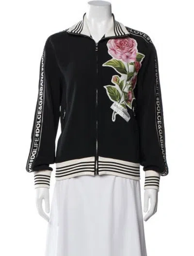Pre-owned Dolce & Gabbana Floral Print Jacket W/ Tags In Black