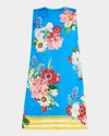 Dolce & Gabbana Floral-print Jacquard Sleeveless Mini Dress In Blue Floral