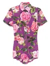 Dolce & Gabbana Floral Print Jumpsuit Elasticated Waistband In Pink & Purple
