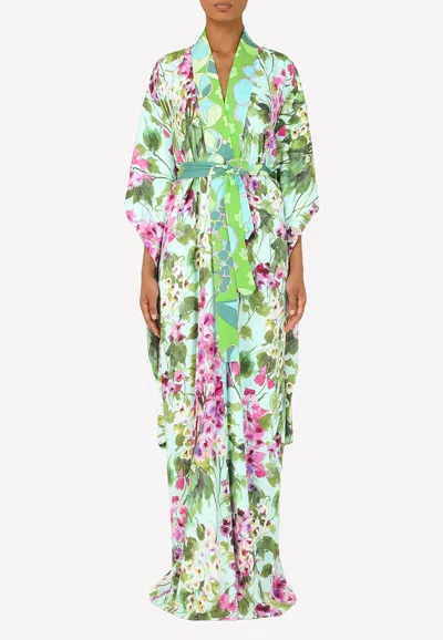 Dolce & Gabbana Floral Print Kaftan In Silk In Multi