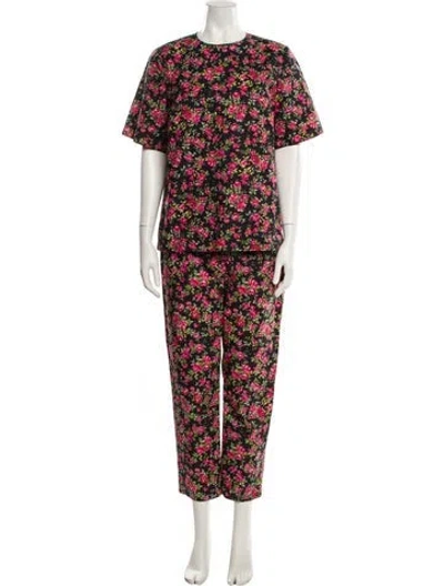 Pre-owned Dolce & Gabbana Floral Print Keyhole Accent Pant Set In Multi