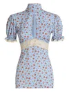 Dolce & Gabbana Dolce  Gabbana Small Rose-printed Charmeuse Top In Blue