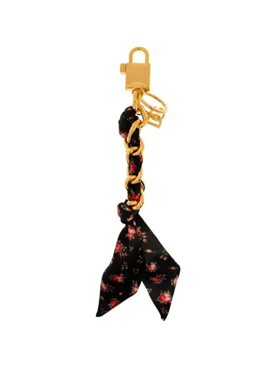 Dolce & Gabbana Floral-print Keyring In Gold