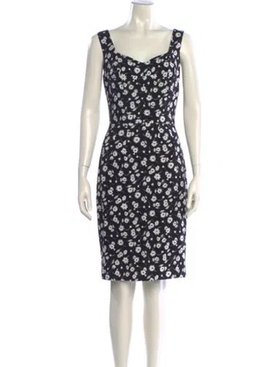 Pre-owned Dolce & Gabbana Floral Print Knee-length Dress In Black